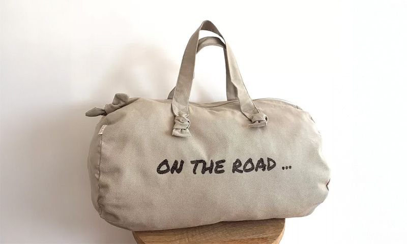 [250407_8566] Sac polochon "On the road" - couleur grège