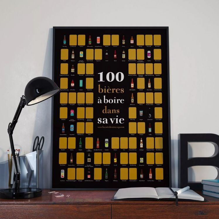 100 bières à boire dans sa vie (Poster à gratter)